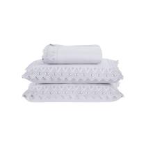 Kit Colcha 3 Peças Queen Percal 300 Fios Bordado Inglês Home Madrid 100% Poliéster - Branco Kit Colcha 3 Peças Queen Percal 300 Fios Bordado Inglês Home Madrid 100% Poliéster - Branco