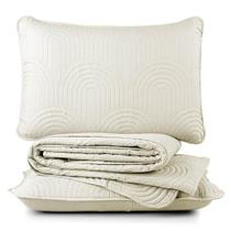 Kit Colcha Arcos King Dupla Face Matelado 200 Fios 3Pç Palha Kit Colcha Arcos King Dupla Face Matelado 200 Fios 3Pç Palha