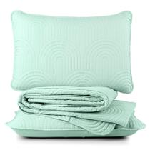 Kit Colcha Arcos King Dupla Face Matelado 200 Fios 3Pç Verde