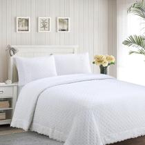 Kit Colcha Bordado Inglês King 03 Peças Adomes - Branco ref4132 Kit Colcha Bordado Inglês King 03 Peças Adomes - Branco ref4132
