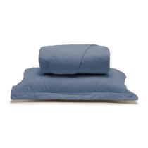 Kit Colcha Boutis Micromatelassê Lisa Queen Azul - Santista