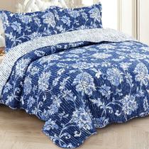 Kit Colcha Boutis Solteiro 2 peças Microfibra Berlin Georgia Azul