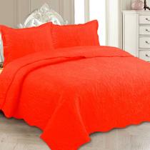Kit Colcha Boutis Solteiro 2 peças Microfibra Classic Floral Coral