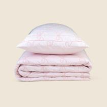 Kit Colcha Bow Microfibra Rosa Casal - ABABY Kit Colcha Bow Microfibra Rosa Casal - ABABY