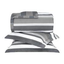 Kit Colcha Buddemeyer Percalle Collins Preto/Branco 180 Fios - 100% Algodão - King 3 Peças