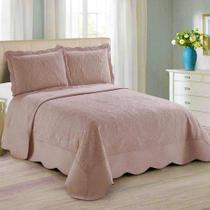 Kit colcha cam antique casal rose 3 peças de microfibra