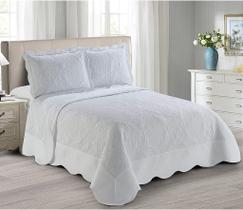 Kit colcha cam antique solteiro branco 2 peças de microfibra