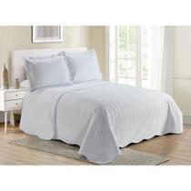 Kit Colcha Camesa Damask King 2,60m x 2,80m - Branco