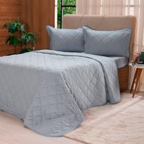 Kit Colcha Casal 200 Fios Lisa 100% Algodão 220x240cm Cinza Fog