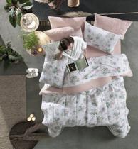 Kit Colcha Casal 3 pçs Toque Acetinado Botanic