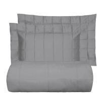 Kit Colcha Casal 300 Fios Satinee Square - Kacyumara Silver