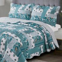 Kit Colcha Casal Camesa Cobre Leito Patchwork Matelassê Spirali Kit Colcha Casal Camesa Cobre Leito Patchwork Matelassê Spirali