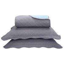 Kit Colcha Casal Dupla Face 3 Peças Ultrasonic Lisa Ohana Cinza
