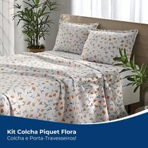 Kit Colcha Casal King Piquet 100% Algodão Estampa Dohler 3 Peças 2,50 x 2,80 Macia Cobre Leito Porta Travesseiro