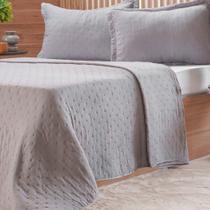 Kit Colcha Casal Miraggio New Soft 100% Poliéster 220x240cm Cinza Soft