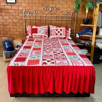 Kit Colcha Casal Padrão Cama Box Cobre Leito 3pçs Matelada com Linha 2,45x2,50m Várias Estampas Sortidas