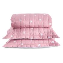 Kit Colcha Casal Padrão Cobre Leito Estampado 150 Fios 3 Peças