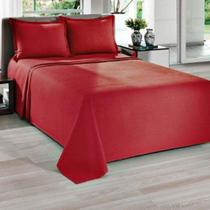 Kit Colcha Casal Piquet 2,20x2,50m 3 Peças Liso Vermelho