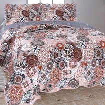 Kit Colcha Casal Ultrasonic Dyuri Jolitex Cobre Leito Estampado 3Pçs 220x240cm