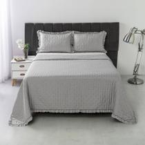 Kit Colcha Cobre Leito 200 fios Casal 3 Peças Bella Cinza