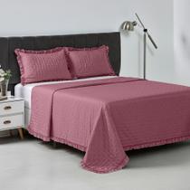 Kit Colcha Cobre Leito 200 fios King 3 Peças Bella Rosê