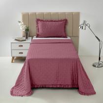 Kit Colcha Cobre Leito 200 fios Solteiro 2 Peças Bella Rosê