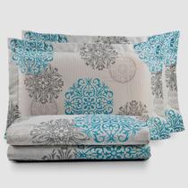 Kit colcha/cobre leito 3 peças cama queen estampadas PIQUET