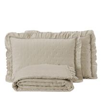 Kit Colcha Cobre Leito 3 Peças Casal Queen 200 Fios Dupla Face Com Porta Travesseiro Babado Celine - FV Enxovais Kit Colcha Cobre Leito 3 Peças Casal Queen 200 Fios Dupla Face Com Porta Travesseiro Babado Celine - FV Enxovais