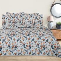 Kit Colcha Cobre Leito 3 Peças Casal Queen King Estampada Passaros Habitat