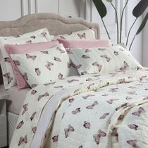 Kit Colcha Cobre Leito Cama Casal Queen 3 Peças Essencialle Algodão 160 Fios Estampado Sofisticado