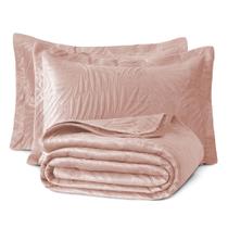 Kit Colcha Cobre Leito Cama Casal Queen Dupla Face 3 Peças 200 Fios Matelado Brisa Luxo Toque Macio Aveludado