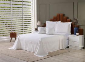 Kit Colcha Cobre Leito Cama King Tecido Rústico Topázio + Capas de Almofada 5 Peças