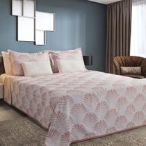 Kit Colcha Cobre Leito Casal 3Pç Montblanc Folhagem Terracot