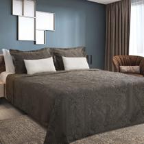 Kit Colcha Cobre Leito Casal 3Pç Montblanc Memory Camel