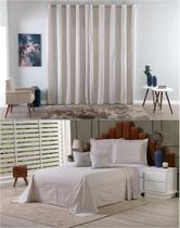 Kit Colcha Cobre Leito Casal + Cortina 2 Metros Tecido Rústico Topázio 6 Peças Kit Colcha Cobre Leito Casal + Cortina 2 Metros Tecido Rústico Topázio 6 Peças