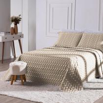 Kit Colcha Cobre Leito Casal Padrão 03 Peças Bordado Heitor Hipercal 400 Fios