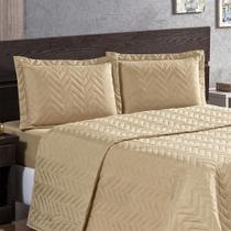 Kit Colcha Cobre Leito Casal Padrão 3 Peças 170 Fios Matelado Pratic Roupa de Cama com Porta Travesseiro Premium