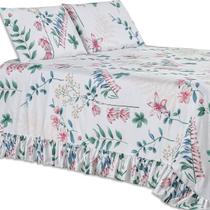 Kit Colcha Cobre Leito Casal Padrão 400 Fios Toque Macio 3 Peças com Porta Travesseiro