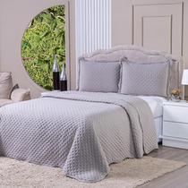 Kit Colcha Cobre Leito Casal Padrão Dupla Face 3 Peças 400 Fios Micropercal Com Porta Travesseiro Toque Macio Luxo Balle