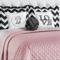 Kit Colcha Cobre Leito Casal Padrão Matelado com Almofada Decorativa Nózinho Nó 08 Peças Isabela