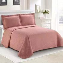 Kit Colcha Cobre Leito Casal Pompom 2,20 X 2,40 Rose Kit Colcha Cobre Leito Casal Pompom 2,20 X 2,40 Rose