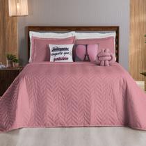 Kit Colcha Cobre Leito Casal Queen 8 Peças Elegance Dupla Face Porta Travesseiro Almofadas Decorativas Nózinha