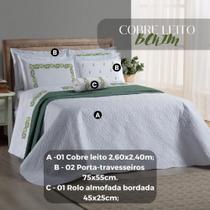 Kit Colcha Cobre Leito Casal Queen Dupla Face Matelado 04 Peças Benim com Almofada e Fronhas