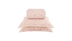 Kit Colcha/Cobre Leito Color Queen Estampado - 2 Porta Travesseiros Têxtil Arte