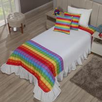 Kit Colcha Cobre Leito Com Babado Solteiro Princesa 04 Peças