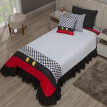 Kit Colcha Cobre Leito Com Babado Solteiro Princesa 04 Peças