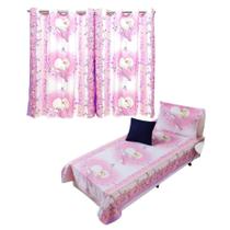 Kit Colcha Cobre Leito + Cortina Infantil Solteiro 4P Menino