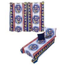 Kit Colcha Cobre Leito + Cortina Infantil Solteiro 4p Menino Menina Personagens