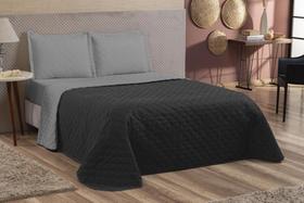 Kit Colcha Cobre Leito Dupla Face 3 Pç Matelado Preto Cinza Kit Colcha Cobre Leito Dupla Face 3 Pç Matelado Preto Cinza