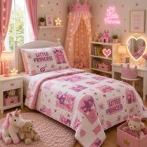 Kit Colcha Cobre Leito Infantil Solteiro Dupla Face Boutis 1,60x2,20m Dupla Face 2 Peças C/ Viés